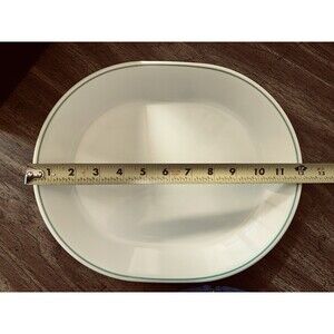 Corelle Platter Green Stripe Floral Spray Spring Blossom Meadow Plate Vintage